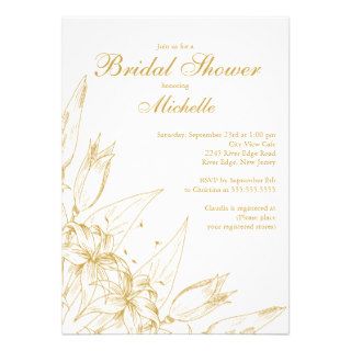 Elegant gold Lily Flower Bridal Shower Invitation