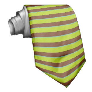 Brown, Blue & Lime Green #2 Striped Tie