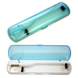 iTouchless Travel UV Toothbrush Sanitizer and Holder in Translucent Blue/White UV002B