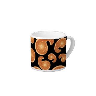 Orange and Black Paisley Pattern Espresso Mugs