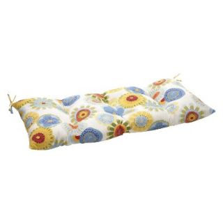 Outdoor Tufted Bench/Loveseat/Swing Cushion   Blue/White/Yellow Floral
