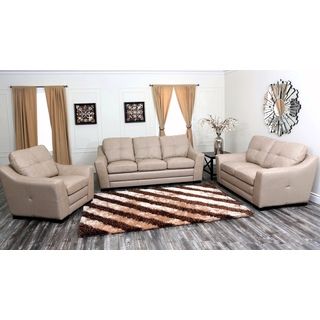 Abbyson Living Mercer Top Grain Leather Sofa, Loveseat, and Armchair Set Abbyson Living Living Room Sets