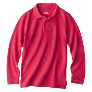 Cherokee Boys School Uniform Long Sleeve Pique Polo   Red Pop L