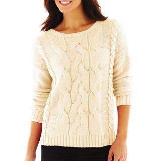 LIZ CLAIBORNE Long Sleeve 3 Cable Sweater, Womens