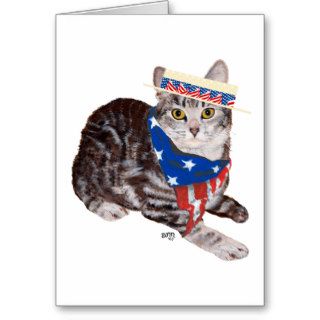 Patriotic American Shorthair Tabby Cat Cards