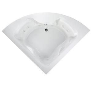 American Standard Cadet 5 ft. Corner EverClean Whirlpool Tub with Center Drain in White 2775.018WC.020