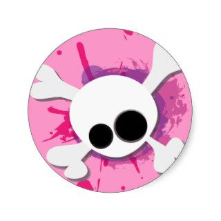 Kawaii cute skull and crossbones pink and purple sticker