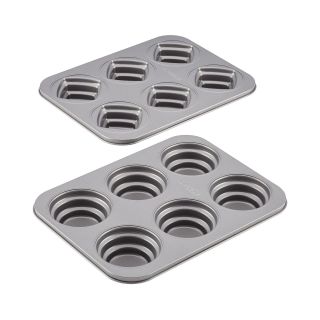 CAKE BOSS Cake Boss 2 pc. Stacked Nonstick Cakelette Pan Set   Round and Square