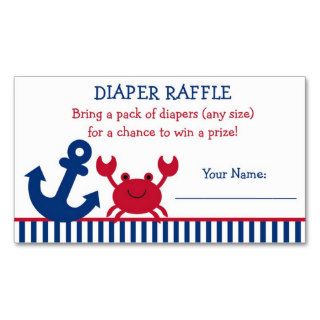 Nautical Crab Diaper Raffle Tickets Business Card Template