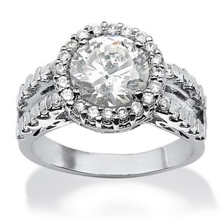 Ultimate CZ Platinum over Silver Channel set Cubic Zirconia Ring Palm Beach Jewelry Cubic Zirconia Rings