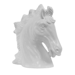 Matte White Ceramic Horse Head Figure