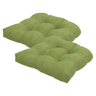 Threshold 2 Piece Outdoor Tufted Seat Cushion Set   Lime Circles