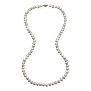 Certified Sofia Cultured 7 7.5mm Freshwater Pearl Strand 30 Necklace, Womens