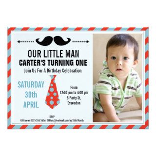 Boys Mustache, Little Man Birthday Invitation