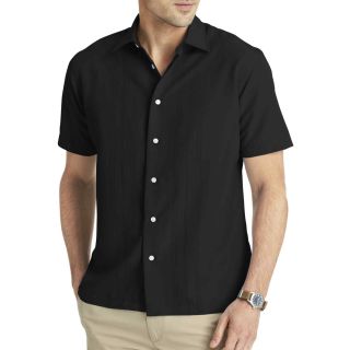 Van Heusen Short Sleeve Solid Shirt, Black, Mens