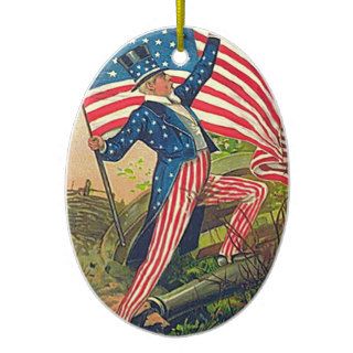 Uncle Sam and American Flag decor Ornament