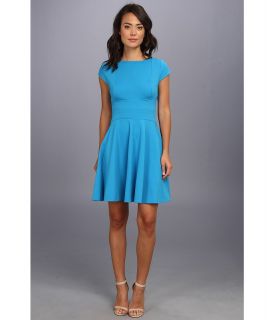 Christin Michaels Cap Sleeve Fit Flare Dress Womens Dress (Blue)