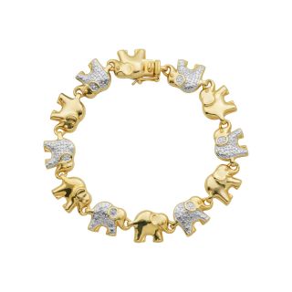 Bridge Jewelry 14K Gold Plated Two Tone Brass Elephant Bracelet
