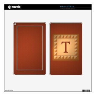 Letter T Marquetry Effect Initial and Pattern Kindle Fire Skin