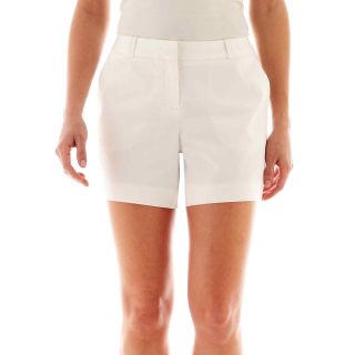 Worthington Sateen Shorts, White, Womens