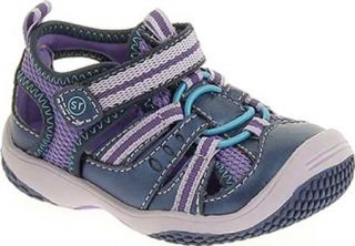 Infant/Toddler Girls Stride Rite Baby Petra   Navy/Purple Leather/Mesh Sneakers