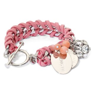 Breast Cancer Awareness Pink Suede Woven Toggle Bracelet