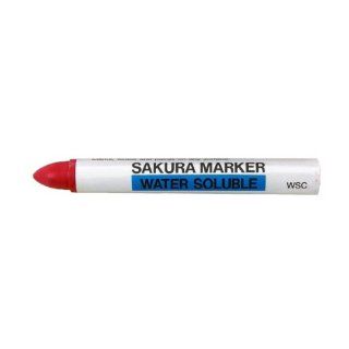 Sakura Industrial Water Soluble Crayon Marker, 5/8" Diameter x 5" Length, 14 to 122 Degrees F, Red (Box of 10)