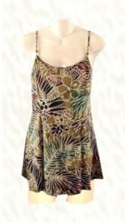 It Figures Slender Thighs Collection Princess Seam Batik Print Swimdress Swimsuit RETAIL VALUE $109 (8, Spice)