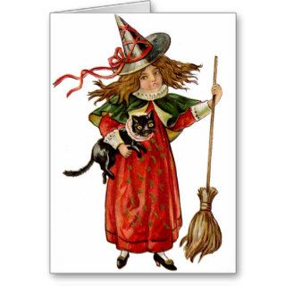 Halloween Cute Witch Vintage Notecard