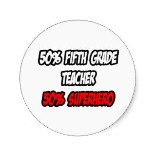 Half Fifth Grade TeacherHalf Superhero Sticker
