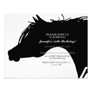 Black Arabian Horse Head Birthday Party Invitation
