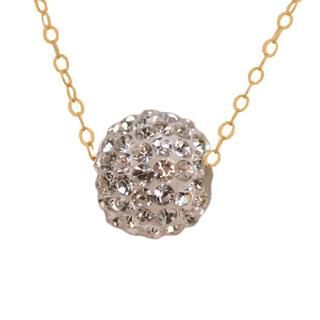 10k Yellow Gold White Crystal Necklace Crystal, Glass & Bead Necklaces