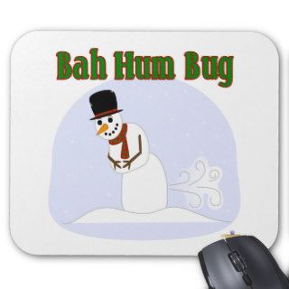 Snowman Farting Bah Hum Bug Green Mouse Pad