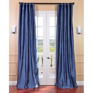 Signature Winter Blue Textured Silk 108 inch Curtain Panel EFF Curtains