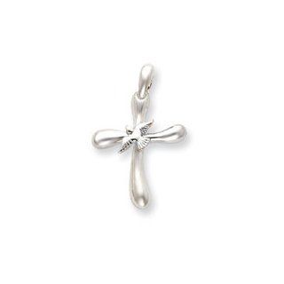 Sterling Silver Freeform Cross with Dove Pendant Jewelry