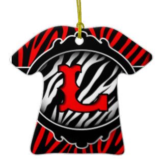 wicked red zebra initial letter L Ornament