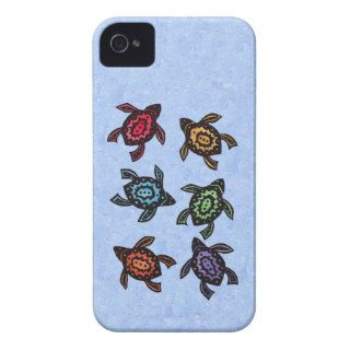Colorful Abstract Swimming Turtles Case Mate iPhone 4 Cases