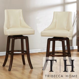 Tribecca Home Vella Cream White Swivel Upholstered 29 inch Barstools (Set of 2) Tribecca Home Bar Stools