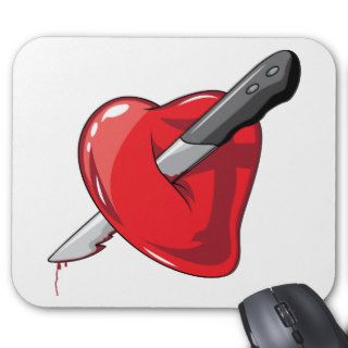 Red Heart Knife In Hearts Love Mouse Pad