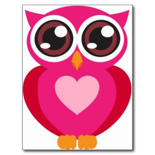 Cute owl heart post cards