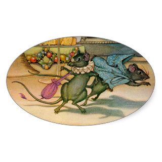 The Town Mouse and The Country Mouse Oval Stickers