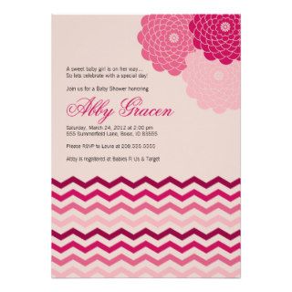 Chevron Baby Shower Invitation Girls Pink, 772