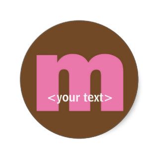 Pink and Brown Monogram   Letter M Stickers