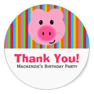 Cute Pink Pig Birthday Party Favor Label Stickers