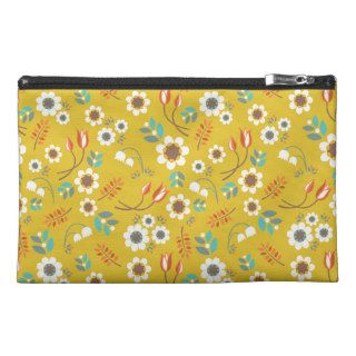 Vintage Mustard Yellow Floral Flowers Pattern Travel Accessories Bag