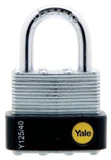 Yale Y125/40/122/1 Laminated Steel Padlock with Brass 5 Pin Key Cylinder, 1 9/16 Inch Wide    