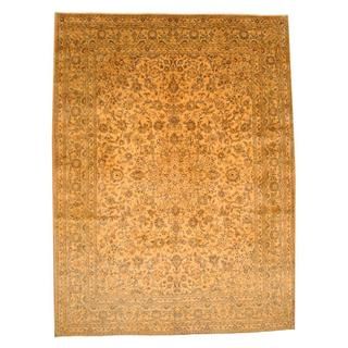 Persian Hand knotted Kashan Gold/ Beige Wool Rug (9'5 x 12'6) 7x9   10x14 Rugs