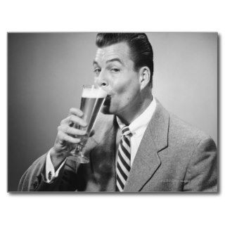 Businessman Drinking Beer Postcards