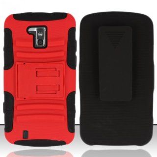 [ 123 Go ] For ZTE Force 4G LTE N9100 (Sprint/Boost) Heavy Duty Armor Style 2 Case w/ Holster   Black/Red AM2H Free Lucky String Wooden Money Bag Bracelet Jewelry Cell Phones & Accessories