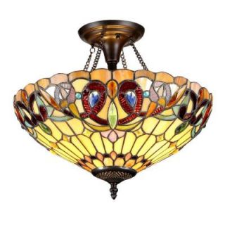 Chloe Lighting Serenity 2 Light Tiffany Style Victorian Semi Flush Ceiling Fixture with 16 in. Shade CH33353VR16 UF2